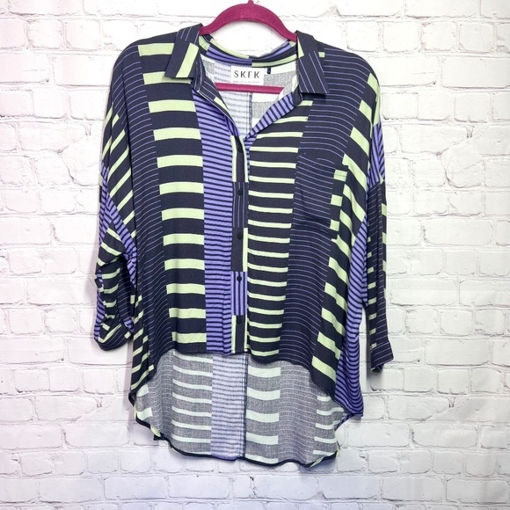 NWOT |•SKFK•| Boutique Oversized High-Low Lightweight Button Down Top Size M
